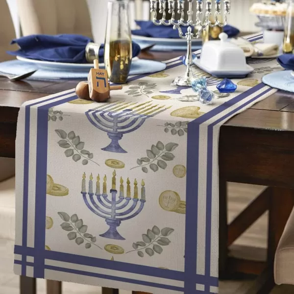 Hanukkah Decorations Watercolor Menorah Passover Table Runner 13x72 Inches Seasonal Chocolate Coins Jewish Menorah Chanukah Decor Holiday Farmhouse Indoor Vintage Theme Gathering Dinner Party AT053Hanukkah Decorations Watercolor Menorah Passover Table Runner 13x72 Inches Seasonal Chocolate Coins Jewish Menorah Chanukah Decor Holiday Farmhouse Indoor Vintage Theme Gathering Dinner Party AT053