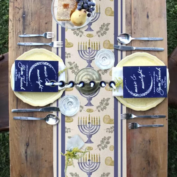 Hanukkah Decorations Watercolor Menorah Passover Table Runner 13x72 Inches Seasonal Chocolate Coins Jewish Menorah Chanukah Decor Holiday Farmhouse Indoor Vintage Theme Gathering Dinner Party AT053Hanukkah Decorations Watercolor Menorah Passover Table Runner 13x72 Inches Seasonal Chocolate Coins Jewish Menorah Chanukah Decor Holiday Farmhouse Indoor Vintage Theme Gathering Dinner Party AT053