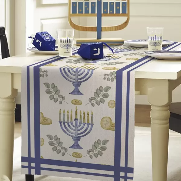 Hanukkah Decorations Watercolor Menorah Passover Table Runner 13x72 Inches Seasonal Chocolate Coins Jewish Menorah Chanukah Decor Holiday Farmhouse Indoor Vintage Theme Gathering Dinner Party AT053Hanukkah Decorations Watercolor Menorah Passover Table Runner 13x72 Inches Seasonal Chocolate Coins Jewish Menorah Chanukah Decor Holiday Farmhouse Indoor Vintage Theme Gathering Dinner Party AT053