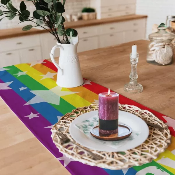 LGBTQ Pride Decorations Rainbow Stripes Table Runner 13 x 72 Inch Love Wins Gay Lesbian Pansexual Party Decor Rustic Vintage AT274LGBTQ Pride Decorations Rainbow Stripes Table Runner 13 x 72 Inch Love Wins Gay Lesbian Pansexual Party Decor Rustic Vintage AT274