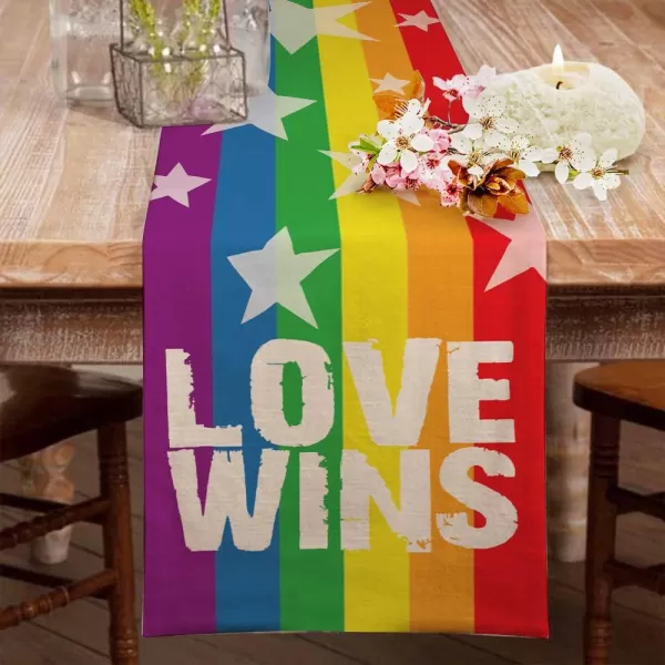 LGBTQ Pride Decorations Rainbow Stripes Table Runner 13 x 72 Inch Love Wins Gay Lesbian Pansexual Party Decor Rustic Vintage AT274LGBTQ Pride Decorations Rainbow Stripes Table Runner 13 x 72 Inch Love Wins Gay Lesbian Pansexual Party Decor Rustic Vintage AT274