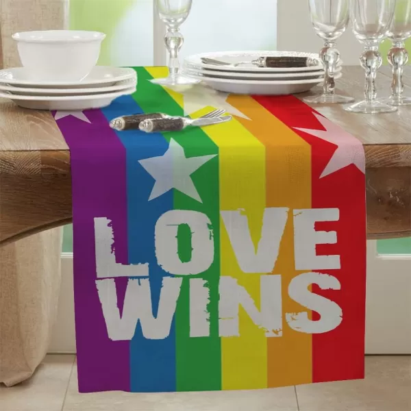 LGBTQ Pride Decorations Rainbow Stripes Table Runner 13 x 72 Inch Love Wins Gay Lesbian Pansexual Party Decor Rustic Vintage AT274LGBTQ Pride Decorations Rainbow Stripes Table Runner 13 x 72 Inch Love Wins Gay Lesbian Pansexual Party Decor Rustic Vintage AT274