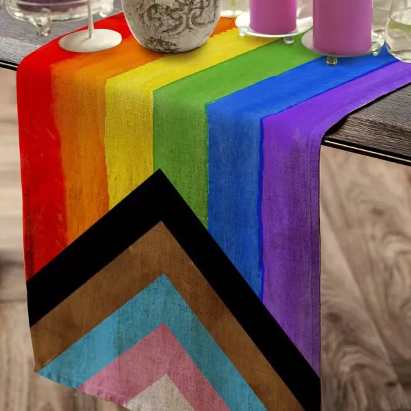 LGBTQ Pride Decorations Rainbow Stripes Table Runner 13 x 72 Inch Love Wins Gay Lesbian Pansexual Party Decor Rustic Vintage AT278LGBTQ Pride Decorations Rainbow Stripes Table Runner 13 x 72 Inch Love Wins Gay Lesbian Pansexual Party Decor Rustic Vintage AT278