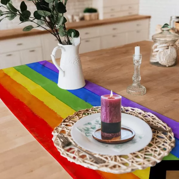 LGBTQ Pride Decorations Rainbow Stripes Table Runner 13 x 72 Inch Love Wins Gay Lesbian Pansexual Party Decor Rustic Vintage AT278LGBTQ Pride Decorations Rainbow Stripes Table Runner 13 x 72 Inch Love Wins Gay Lesbian Pansexual Party Decor Rustic Vintage AT278