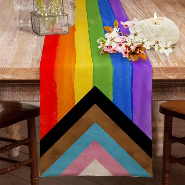 LGBTQ Pride Decorations Rainbow Stripes Table Runner 13 x 72 Inch Love Wins Gay Lesbian Pansexual Party Decor Rustic Vintage AT278LGBTQ Pride Decorations Rainbow Stripes Table Runner 13 x 72 Inch Love Wins Gay Lesbian Pansexual Party Decor Rustic Vintage AT278