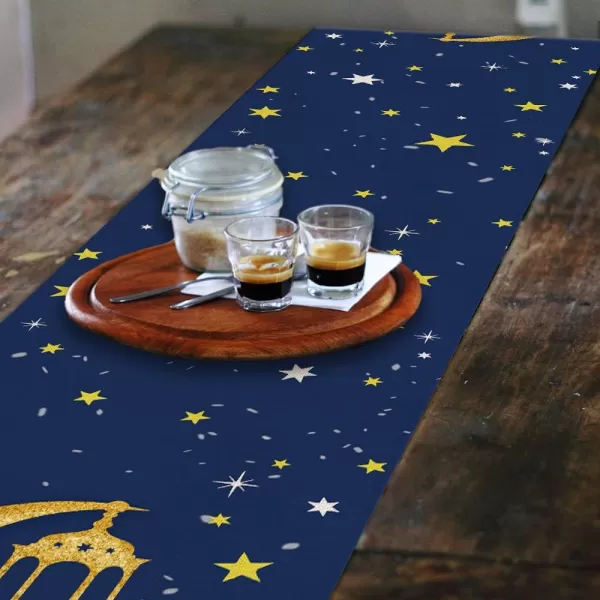 Ramadan Kareem Moon and Star Golden Table Runner 13x72 Inches Seasonal Eid Mubarak Decor Holiday Farmhouse Indoor Vintage Theme Gathering Dinner Party Decorations AT192Ramadan Kareem Moon and Star Golden Table Runner 13x72 Inches Seasonal Eid Mubarak Decor Holiday Farmhouse Indoor Vintage Theme Gathering Dinner Party Decorations AT192