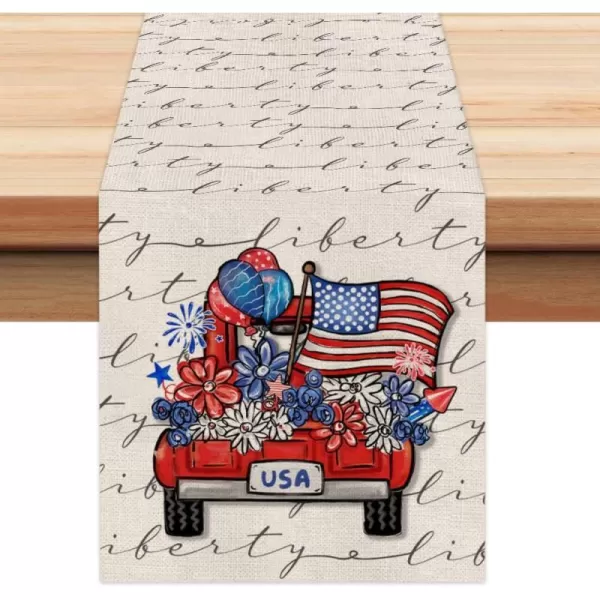 4th of July Decorations Table Runners 13x72 Inches Memorial Day American Flag Stars and Stripes Patriotic Flower Trucks America Freedom Liberty Independence Day Decor AT2014th of July Decorations Table Runners 13x72 Inches Memorial Day American Flag Stars and Stripes Patriotic Flower Trucks America Freedom Liberty Independence Day Decor AT201