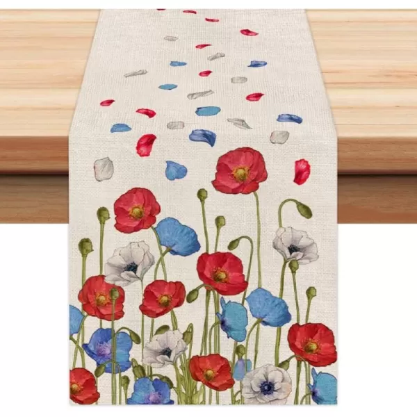 4th of July Decorations Table Runners 13x72 Inches Memorial Day American Patriotic Poppy Flower America Freedom Liberty Independence Day Decor AT2144th of July Decorations Table Runners 13x72 Inches Memorial Day American Patriotic Poppy Flower America Freedom Liberty Independence Day Decor AT214