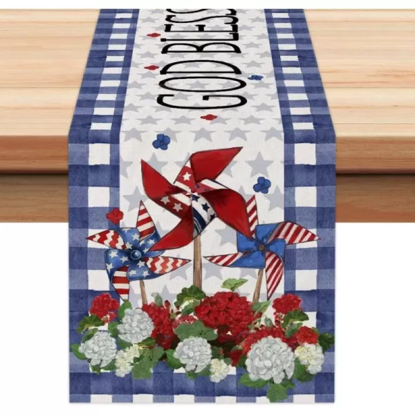 ARKENY 4th of July Decorations Blue Buffalo Plaid Star Placemats 12x18 Inches Memorial Day Patriotic Red Windmill Place mats Independence Day Decor AP28218Blue 13X72