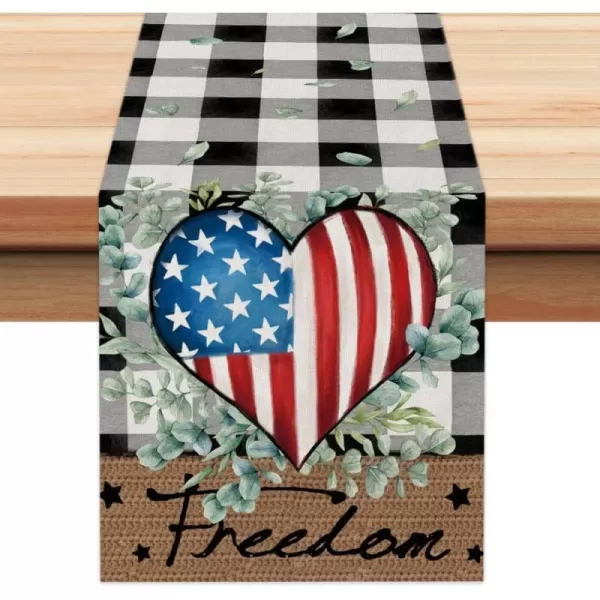 ARKENY 4th of July Patriotic Table Runner 72 Inches Black Buffalo Check Flag American Independence Day Holiday Home Coffee Table Dining Farmhouse Party Tabletop Decoration AT40372ARKENY 4th of July Patriotic Table Runner 72 Inches Black Buffalo Check Flag American Independence Day Holiday Home Coffee Table Dining Farmhouse Party Tabletop Decoration AT40372