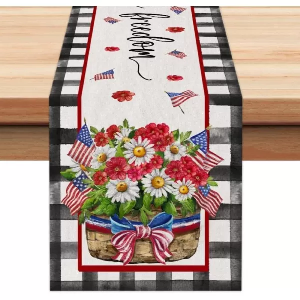 ARKENY 4th of July Patriotic Table Runner 72 Inches Black Buffalo Check Floral American Independence Day Holiday Home Coffee Table Dining Farmhouse Party Tabletop Decoration AT40272ARKENY 4th of July Patriotic Table Runner 72 Inches Black Buffalo Check Floral American Independence Day Holiday Home Coffee Table Dining Farmhouse Party Tabletop Decoration AT40272