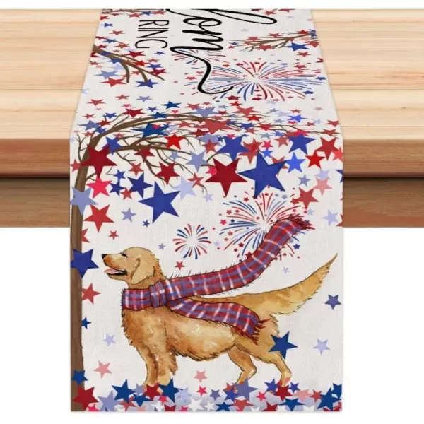 ARKENY 4th of July Patriotic Table Runner 72 Inches Blue Dog Star American Independence Day Holiday Home Coffee Table Dining Farmhouse Party Tabletop Decoration AT41472ARKENY 4th of July Patriotic Table Runner 72 Inches Blue Dog Star American Independence Day Holiday Home Coffee Table Dining Farmhouse Party Tabletop Decoration AT41472