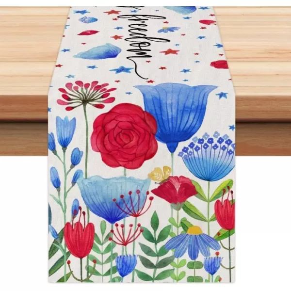 ARKENY 4th of July Patriotic Table Runner 72 Inches Blue Floral American Independence Day Holiday Home Coffee Table Dining Farmhouse Party Tabletop Decoration AT40172ARKENY 4th of July Patriotic Table Runner 72 Inches Blue Floral American Independence Day Holiday Home Coffee Table Dining Farmhouse Party Tabletop Decoration AT40172