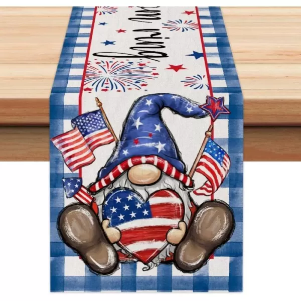 ARKENY 4th of July Patriotic Table Runner 72 Inches Blue Gnomes American Independence Day Holiday Home Coffee Table Dining Farmhouse Party Tabletop Decoration AT41072ARKENY 4th of July Patriotic Table Runner 72 Inches Blue Gnomes American Independence Day Holiday Home Coffee Table Dining Farmhouse Party Tabletop Decoration AT41072