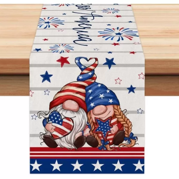 ARKENY 4th of July Patriotic Table Runner 72 Inches Blue Love Gnome American Independence Day Holiday Home Coffee Table Dining Farmhouse Party Tabletop Decoration AT41372ARKENY 4th of July Patriotic Table Runner 72 Inches Blue Love Gnome American Independence Day Holiday Home Coffee Table Dining Farmhouse Party Tabletop Decoration AT41372