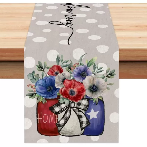 ARKENY 4th of July Patriotic Table Runner 72 Inches White Dots Floral Heart American Independence Day Holiday Home Coffee Table Dining Farmhouse Party Tabletop Decoration AT42472ARKENY 4th of July Patriotic Table Runner 72 Inches White Dots Floral Heart American Independence Day Holiday Home Coffee Table Dining Farmhouse Party Tabletop Decoration AT42472