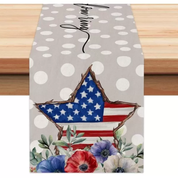 ARKENY 4th of July Patriotic Table Runner 72 Inches White Dots Floral Star American Independence Day Holiday Home Coffee Table Dining Farmhouse Party Tabletop Decoration AT42572ARKENY 4th of July Patriotic Table Runner 72 Inches White Dots Floral Star American Independence Day Holiday Home Coffee Table Dining Farmhouse Party Tabletop Decoration AT42572