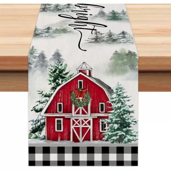 ARKENY Christmas Placemats 12x18 Inches Set of 4Log Cabin Snow Tree Winter Seasonal Burlap Buffalo Plaid Farmhouse Indoor Kitchen Dining Table Holiday Decoration for Home Party AP47018Buffalo Plaid Table Runner  13X72