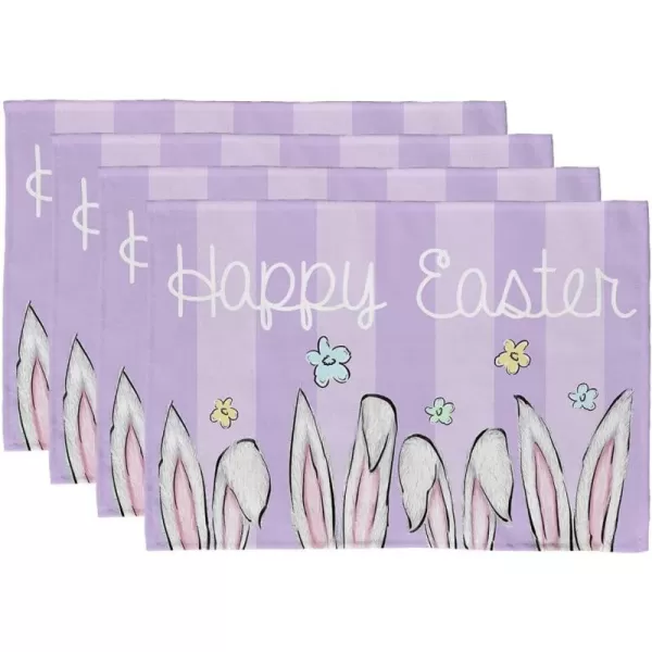 ARKENY Easter Bunny Purple Placemats 12X18 Inches Set of 4Rabbit Floral Home Dining Indoor Spring Holiday Farmhouse Tabletop Decor AP236placemats 12X18