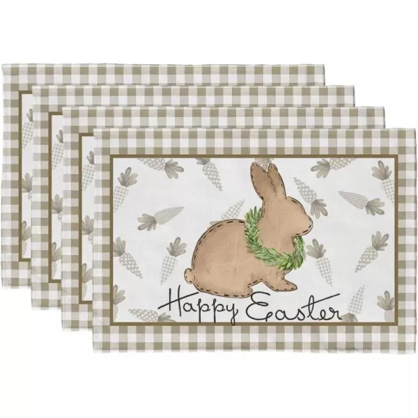 ARKENY Easter Carrots Bunny Buffalo Plaid Placemats 12X18 Inches Set of 4Rabbit Home Dining Indoor Spring Holiday Farmhouse Tabletop Decor AP237placemats 12X18