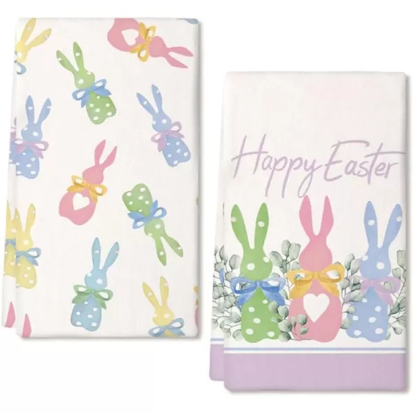 ARKENY Easter Kitchen Towels Set of 2Colorful Polka Dot Bunny Leaves Dish Towels 18x26 Inch Drying DishclothFarmhouse Holiday Seasonal Spring Decorations AD258ARKENY Easter Kitchen Towels Set of 2Colorful Polka Dot Bunny Leaves Dish Towels 18x26 Inch Drying DishclothFarmhouse Holiday Seasonal Spring Decorations AD258