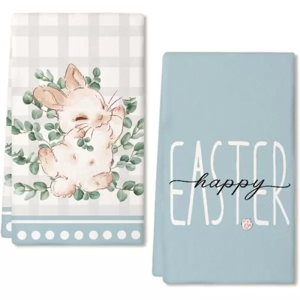 ARKENY Easter Kitchen Towels Set of 2Grey Buffalo Plaid Bunny Eucalyptus Happy Easter Sign Dish Towels 18x26 Inch Drying DishclothFarmhouse Home Seasonal Decorations AD187ARKENY Easter Kitchen Towels Set of 2Grey Buffalo Plaid Bunny Eucalyptus Happy Easter Sign Dish Towels 18x26 Inch Drying DishclothFarmhouse Home Seasonal Decorations AD187