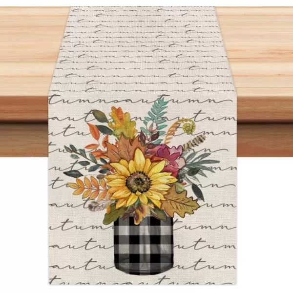 ARKENY Fall Thanksgiving Flower Check Vase Leaf Table Runner 13x72 InchesSeasonal Burlap Farmhouse Indoor Kitchen Dining Table Decoration for Home Party AT23572ARKENY Fall Thanksgiving Flower Check Vase Leaf Table Runner 13x72 InchesSeasonal Burlap Farmhouse Indoor Kitchen Dining Table Decoration for Home Party AT23572