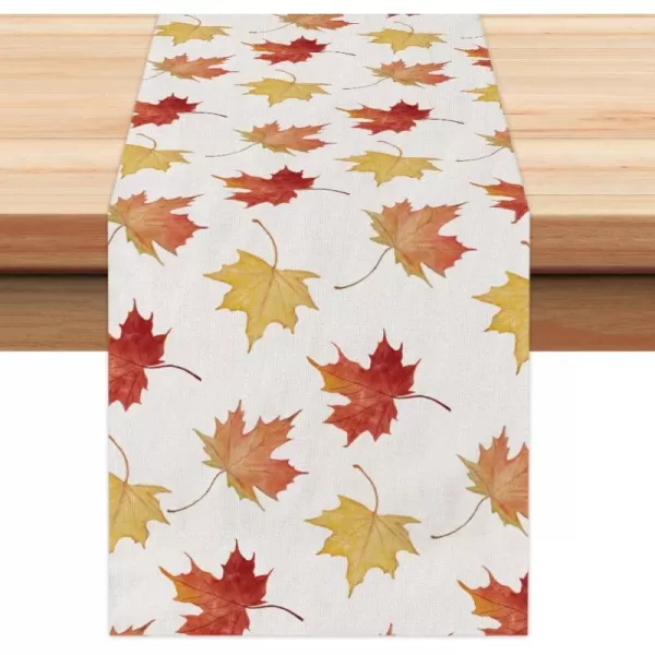 ARKENY Fall Thanksgiving Maple Leaves Table Runner 13x72 InchesSeasonal Burlap Farmhouse Indoor Autumn Table Runner for HomeMulti Color Table Runner  13X72