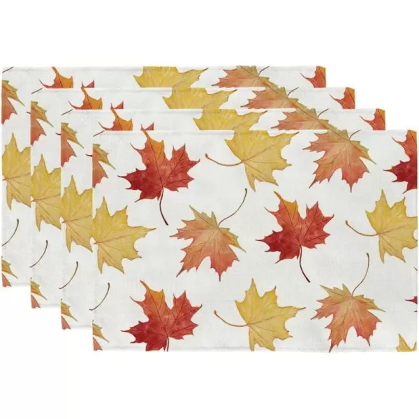 ARKENY Fall Thanksgiving Maple Leaves Table Runner 13x72 InchesSeasonal Burlap Farmhouse Indoor Autumn Table Runner for HomeMulticolor Placemats Set of 4  12X18