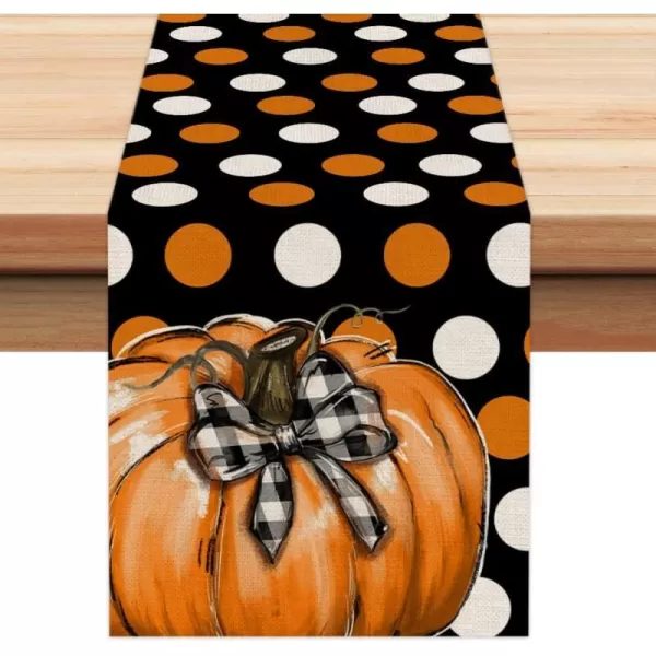 ARKENY Fall Thanksgiving Pumpkin Orange White Polk Dots Table Runner 13x72 InchesSeasonal Burlap Farmhouse Indoor Kitchen Dining Table Decoration for Home Party AT23672ARKENY Fall Thanksgiving Pumpkin Orange White Polk Dots Table Runner 13x72 InchesSeasonal Burlap Farmhouse Indoor Kitchen Dining Table Decoration for Home Party AT23672