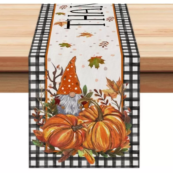 ARKENY Fall Thanksgiving Table Runner 13x36 InchesPumpkins Leaves DwarfSeasonal Thankful Burlap Farmhouse Buffalo Plaid Indoor Outdoor Autumn Table Runner for Home AT44136Buffalo Plaid Table Runner  13X120