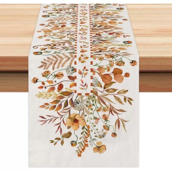 ARKENY Fall Thanksgiving Table Runner 13x72 InchesWildflower Leaves Floral Seasonal Burlap Farmhouse Indoor Outdoor Autumn Table Runner for Home AT48972ARKENY Fall Thanksgiving Table Runner 13x72 InchesWildflower Leaves Floral Seasonal Burlap Farmhouse Indoor Outdoor Autumn Table Runner for Home AT48972