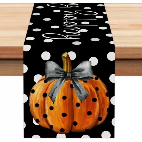 ARKENY Halloween Placemats 12x18 Inches Set of 4 Pumpkin Polka Dots Seasonal Burlap Stripe Farmhouse Indoor Kitchen Dining Table Decorations for Home Party AP45318Multi Color Table Runner  13X72