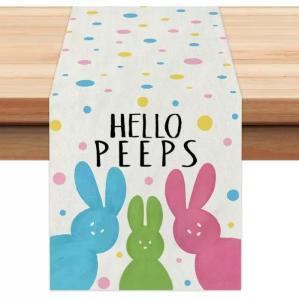 ARKENY Happy Easter Peeps Truck Hip Hop Placemats 18x12 Inches Seasonal Spring Decor Bunny Holiday Farmhouse Indoor Vintage Theme Gathering Dinner Party Decorationstable runner 13X72