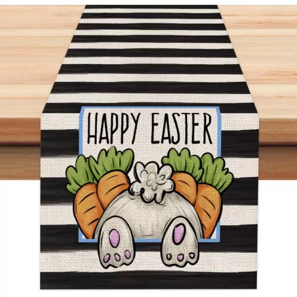 ARKENY Happy Easter Rabbit Carrot Stripes Table Runner 13x72 Inches Seasonal Spring Decor Bunny Holiday Farmhouse Indoor Vintage Theme Gathering Dinner Party DecorationsARKENY Happy Easter Rabbit Carrot Stripes Table Runner 13x72 Inches Seasonal Spring Decor Bunny Holiday Farmhouse Indoor Vintage Theme Gathering Dinner Party Decorations