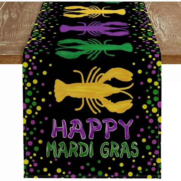 ARKENY Happy Mardi Gras Carnival Placemats 12x18 Inches Set of 4 Crawfish Black Seasonal Farmhouse Burlap Indoor Kitchen Dining Table Decorations for Home Party AP51018Black Table Runner  13X72