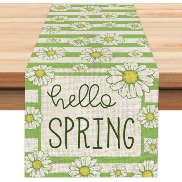 ARKENY Hello Spring Lily Flower Table Runner 13x72 InchesSeasonal Burlap Watercolor Green Stripes Farmhouse Indoor Kitchen Dining Table Decoration for Home PartyARKENY Hello Spring Lily Flower Table Runner 13x72 InchesSeasonal Burlap Watercolor Green Stripes Farmhouse Indoor Kitchen Dining Table Decoration for Home Party