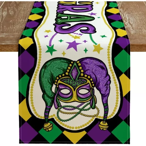 ARKENY Mardi Gras Carnival Placemats 12x18 Inches Set of 4 Fleur De Lis Mask Clown Purple Seasonal Farmhouse Burlap Indoor Kitchen Dining Table Mats Decorations for Home PartyPurple Table Runner  13X72