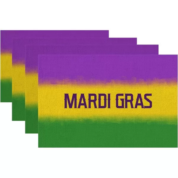 ARKENY Mardi Gras Placemat 12 x 18 Inch Purple Green Yellow Gradient Watercolor Crown Theme Set of 4 for Dining Table Spring Holiday Rustic Farmhouse Table MatARKENY Mardi Gras Placemat 12 x 18 Inch Purple Green Yellow Gradient Watercolor Crown Theme Set of 4 for Dining Table Spring Holiday Rustic Farmhouse Table Mat