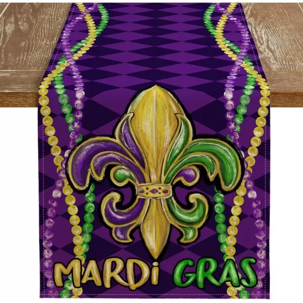 ARKENY Mardi Gras Placemats 12x18 Inches Set of 4 Fleur De Lis Purple Seasonal Farmhouse Diamond Lattice Burlap Indoor Kitchen Dining Table Decorations for Home Party AP5434Purple Table Runner  13X48