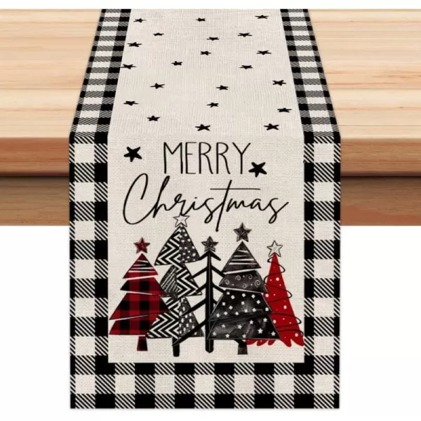 ARKENY Merry Christmas Placemats 12x18 Inches Set of 4 Xmas Tree Seasonal Farmhouse Burlap Buffalo Plaid Indoor Kitchen Dining Table Decorations for Home Party AP19318Multi Color Table Runner  13X72