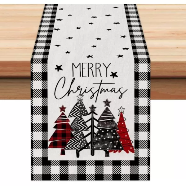 ARKENY Merry Christmas Placemats 12x18 Inches Set of 4 Xmas Tree Seasonal Farmhouse Burlap Buffalo Plaid Indoor Kitchen Dining Table Decorations for Home Party AP19318Multi Color Table Runner  13X60