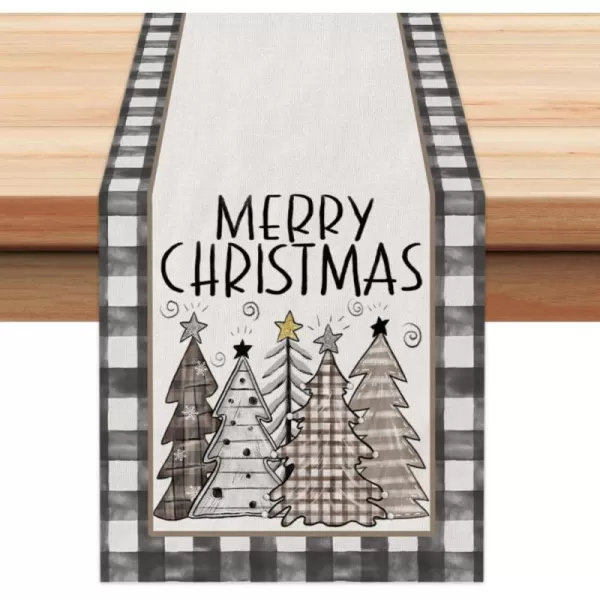 ARKENY Merry Christmas Placemats 12x18 Inches Set of 4 Xmas Tree Seasonal Farmhouse Burlap Buffalo Plaid Indoor Kitchen Dining Table Decorations for Home Party AP19318Yellow Table Runner  13X72