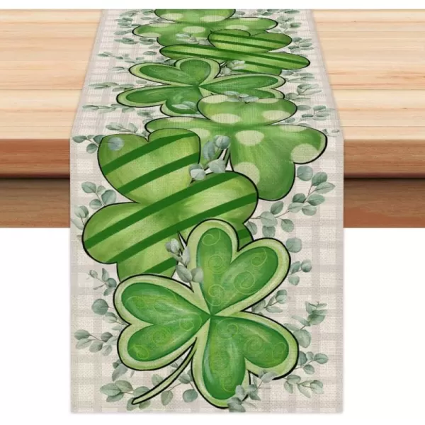 ARKENY St Patricks Day Green Shamrock Placemats 12X18 Inches Set of 4 Buffalo Plaid Spring Seasonal Holiday Decor for Dining Table Indoor Home Farmhouse Tabletop Decoration AP248table runner 13X72