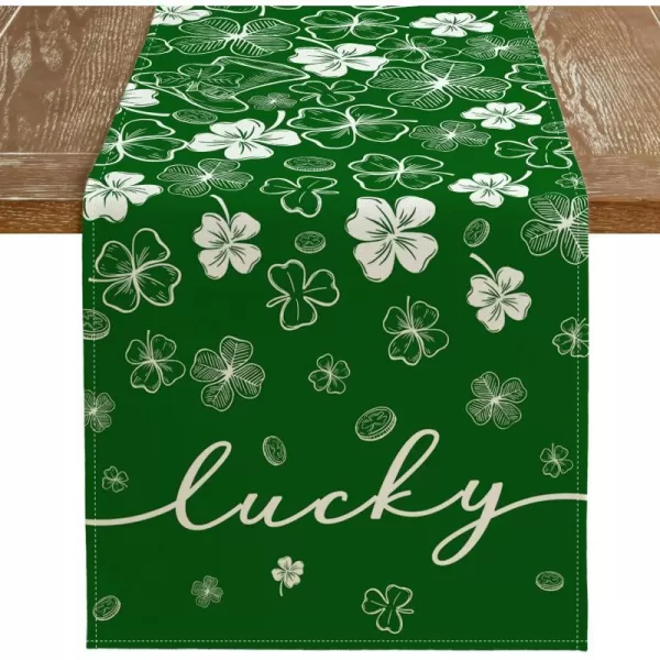 ARKENY St Patricks Day Placemats 12x18 Inches Set of 4 Green Shamrock Lucky Spring Seasonal Farmhouse Burlap Indoor Kitchen Dining Table Mats Decorations for Home Party AP25118Green Table Runner  13X60