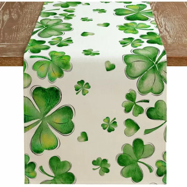 ARKENY St Patricks Day Placemats 12x18 Inches Set of 4 Green Shamrock Spring Seasonal Farmhouse Burlap Indoor Kitchen Dining Table Mats Decorations for Home Party AP54918Green Table Runner  13X36