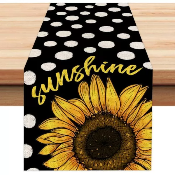 ARKENY Summer Black Dots Sunflower Sunshine Table Runner 13x72 InchesSeasonal Burlap Farmhouse Indoor Kitchen Dining Table Decoration for Home PartyARKENY Summer Black Dots Sunflower Sunshine Table Runner 13x72 InchesSeasonal Burlap Farmhouse Indoor Kitchen Dining Table Decoration for Home Party