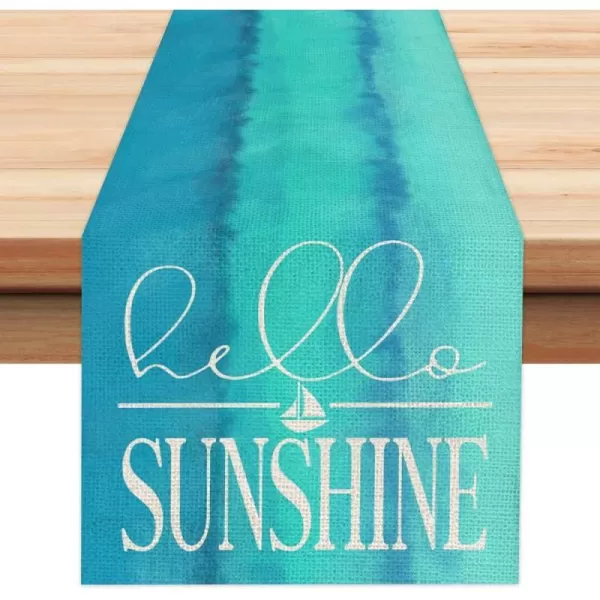 ARKENY Summer Hello Sunshine Blue Watercolor Table Runner 13x72 InchesSeasonal Burlap Farmhouse Indoor Kitchen Dining Table Decoration for Home PartyARKENY Summer Hello Sunshine Blue Watercolor Table Runner 13x72 InchesSeasonal Burlap Farmhouse Indoor Kitchen Dining Table Decoration for Home Party