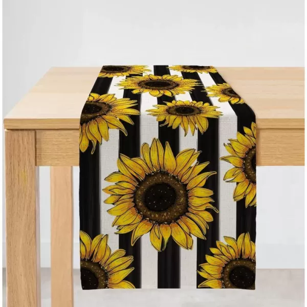 ARKENY Summer Stripes Sunflower Table Runner 13x72 InchesSeasonal Burlap Farmhouse Indoor Kitchen Dining Table Decoration for Home PartyARKENY Summer Stripes Sunflower Table Runner 13x72 InchesSeasonal Burlap Farmhouse Indoor Kitchen Dining Table Decoration for Home Party