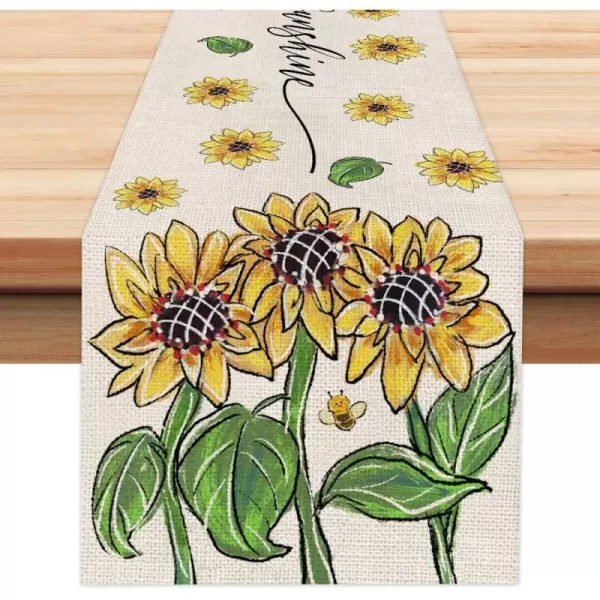 ARKENY Summer Sunflower Bee Table Runner 13x72 InchesSeasonal Burlap Farmhouse Indoor Kitchen Dining Table Decoration for Home PartyARKENY Summer Sunflower Bee Table Runner 13x72 InchesSeasonal Burlap Farmhouse Indoor Kitchen Dining Table Decoration for Home Party